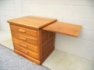 Antique Walnut Raised Panel Roll Top Desk Secretary Assist Side Table W Pull Out