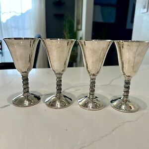 Set 4 Piece Vintage Valero E P B Silver Plated 5 1 2 Inch Tall Wine Goblets