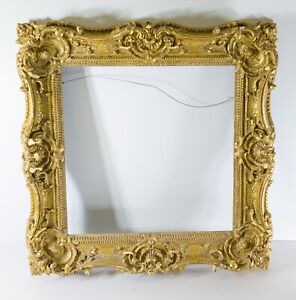Antique Victorian French Louis Xv Gilt Gold Square Carved Wood Frame