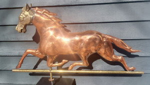 1960 Beautiful Running Horse Weathervane Folk Art Brass Head Full Body Copper