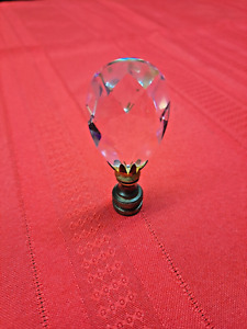 Vintage Large Lamp Finial Faceted Cut Crystal Glass 3 With Base