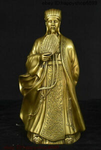 Chinese Bronze The Three Kingdoms Famous Militarist Zhuge Liang Kong Ming Statue