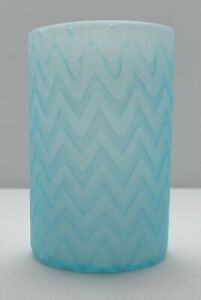 Antique Thomas Webb Mop Mother Pearl Blue Tumbler Satin Quilted Case Herringbone