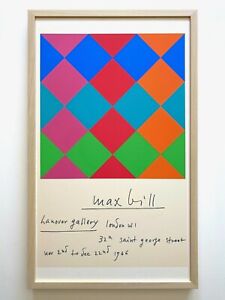 Max Bill Rare Vtg 1966 Signed Serigraph Print Framed Modernist Exhibition Poster