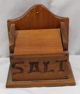 Pa Estate Find Handmade Hanging Wood Salt Box Primitive Hand Carved