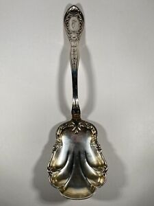 Antique Ornate Sterling Silver Serving Spoon W Shell Shaped Bowl Maker Unknown