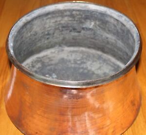Turkish Antique 11 X8 27cm X 21cm Handmade Copper Boiler Planter Cauldron