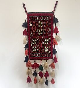 Antique Turkmen Spindle Bag Yomut Tribe Trans Caspian Steppes Turkmenistan