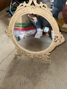 Antique Cast Iron Victorian Easel Table Vanity Mirror