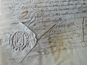 1736 Antique Parchment Document Manuscript Calligraphy Seal Signed 4 Pages