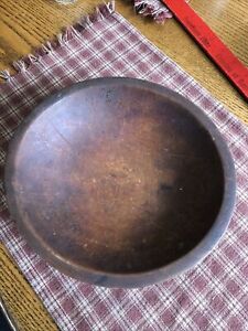 Wooden Red Footed Dough Bowl 9 Unsigned Vintage Americana Made In Usa