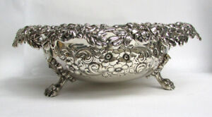 Magnificent Mauser Mfg Sterling Silver Floral Wolf Paws Center Piece Bowl