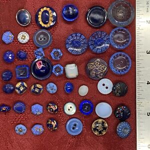 Antique Blue Glass Button Lot