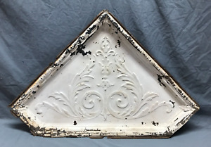 Antique Single Tin Ceiling 23x35 Shabby White Triangle Panel Chic Vtg 555 24b