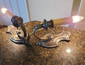 Pair Early Gothic Revival Antique Heavy Wall Sconces Rewired Work Great