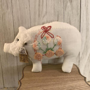 Prim Farmhouse Antique Embroidered Dresser Scarf Pig Pillow Tuck Give It To God