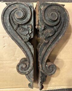 Pair Antique Victorian Cast Iron Chicago Architectural Salvage Salvaged Corbels