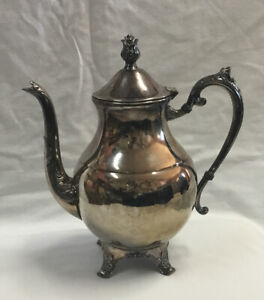 Vintage Fb Rogers Silver Co 1883 Teapot Antique With Hinged Lid 10 Tall