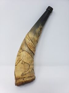 Early Carved Powder Horn Bible Themed Matthew 10 16