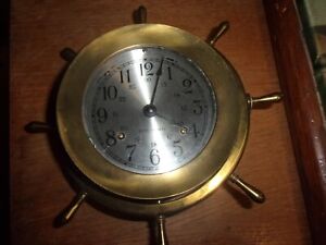 Seth Thomas 1008 Ship Wheel Brass Helmsman W Clock