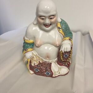 Large Vintage Antique Happy Smiling China Chinese Porcelain Buddha