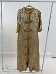 Vintage 50s Robe With Frog Closures 1950s Chinese Gold Silk Robe 
