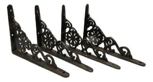 Set Of 4 Cast Iron Shelf Brackets Small 6 25 X 4 25 Hangers New Antique Style