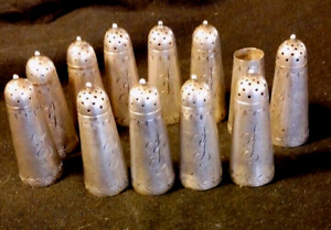 Sterling Silver Antique 12 Mauser Hand Wrought Salt Pepper Shakers Engraved