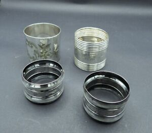 Antique Silver Aesthetic Style Engraved Napkin Rings Set Of 4 1910