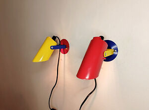 Vintage Pair Of Colorful Reading Lamps Wall Lamps Memphis Style 1980s Danish