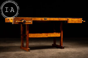 Antique Wooden Carpenters Bench By Stebbins Hardware Co 