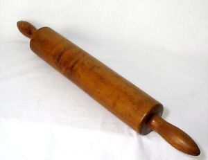Antique Maple Rolling Pin Hand Turned 19 Treen Great Grain Condition