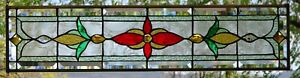 Stained Glass Transom Hanging Panel 32 X 8 1 2 Including Hooks Brass Frame