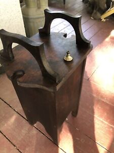 Antique Mission Arts Crafts Oak Wooden Smoking Stand Pipes