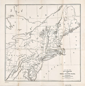 1906 New England Map Original Martha S Vineyard New York Pennsylvania Maine