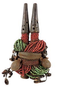 Fali Beaded Fertility Doll With Twin Heads Cameroon