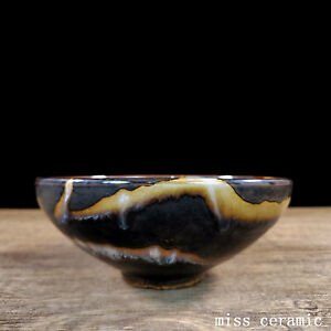 5 8 Chinese Old Antique Porcelain Song Dynasty Jizhou Kiln Black Ice Crack Bowl