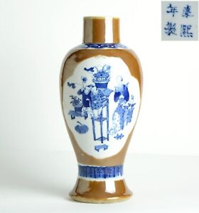 Antique Chinese Batavian Big Vase Kangxi Mark 19th C Qing