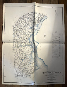 New Castle County Delaware 1962 Maintenance Map Original Vintage 19 X 24 B