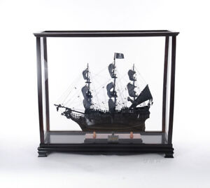Large Tall Ship Model Display Case Table Top Wood Plexiglass Cabinet Stand New