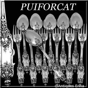 Puiforcat Fabulous French Sterling Silver Flatware Set 12 Pc Acanthus