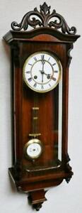 Superb Antique German 8 Day Gong Striking Rosewood Slimline Vienna Wall Clock