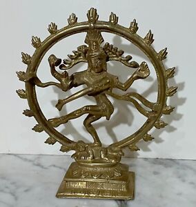 Beautiful Vintage Indian Hindu Brass Statue Of Dancing Shiva Natajara