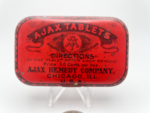 1900 Antique Ajax Tablets Tin Medicine Drug Vintage Sample Frank Diesel