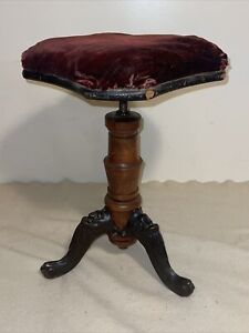 Antique Geo W Archer Piano Stool Wood Metal Ornate 1873 Rochester New York Read