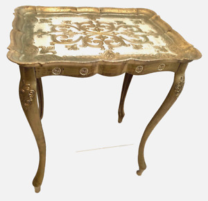 Florentine Single Medium Nesting Table Mid Century Gold Hollywood Regency Italy