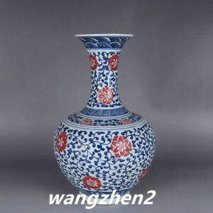 Exquisite Chinese Blue And White Porcelain Entangled Lotus Pattern Big Vase