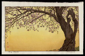 Toshi Yoshida Woodblock Cherry Blossoms