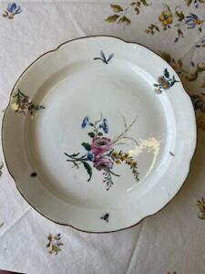 Antique French Delft Polychrome Faience Decorative Plate Colorful Flowers 17th C
