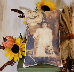 Primitive Farmhouse Victorian Halloween Witch Girl Tuck Pillow Shelf Sitter